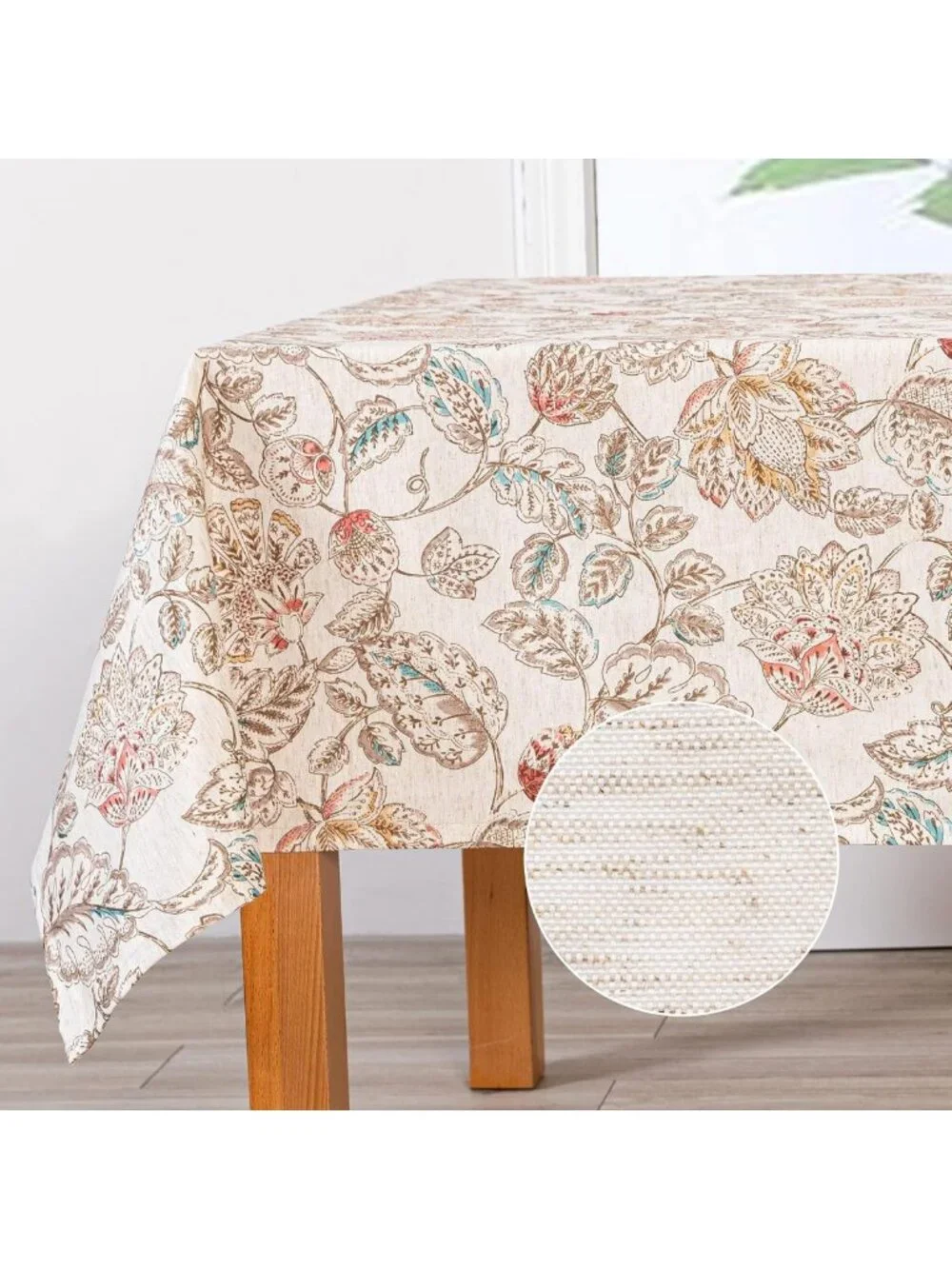 Floral Linen Tablecloth 60x84
